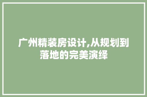 广州精装房设计,从规划到落地的完美演绎
