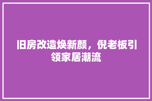 旧房改造焕新颜，倪老板引领家居潮流