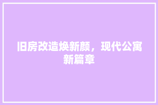 旧房改造焕新颜，现代公寓新篇章