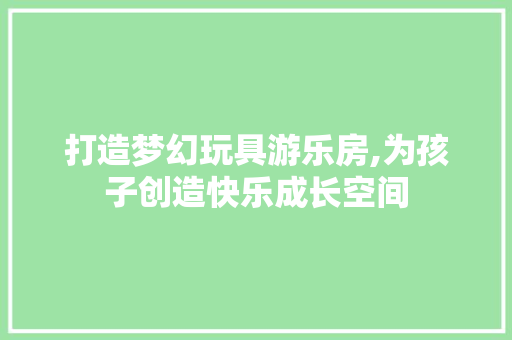 打造梦幻玩具游乐房,为孩子创造快乐成长空间