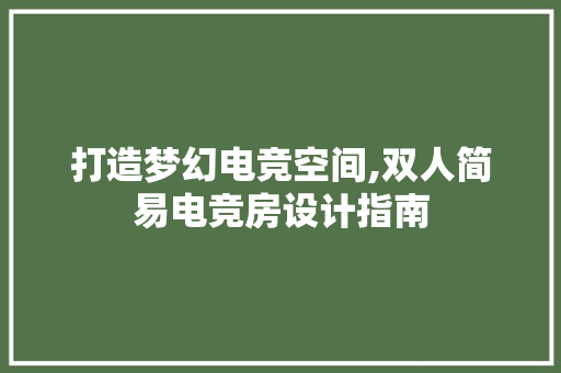 打造梦幻电竞空间,双人简易电竞房设计指南