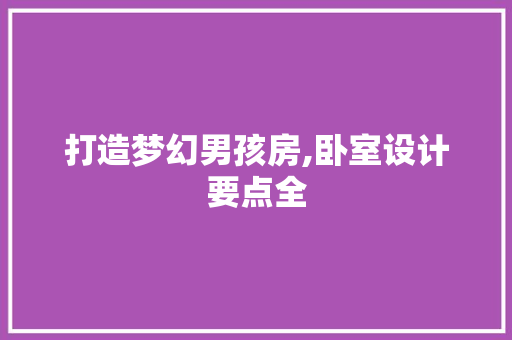 打造梦幻男孩房,卧室设计要点全