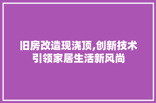 旧房改造现浇顶,创新技术引领家居生活新风尚