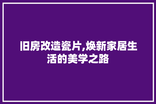 旧房改造瓷片,焕新家居生活的美学之路
