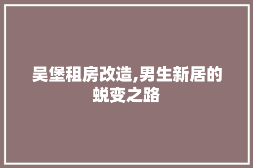 吴堡租房改造,男生新居的蜕变之路
