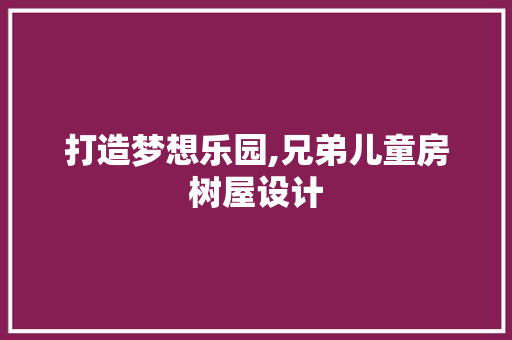 打造梦想乐园,兄弟儿童房树屋设计