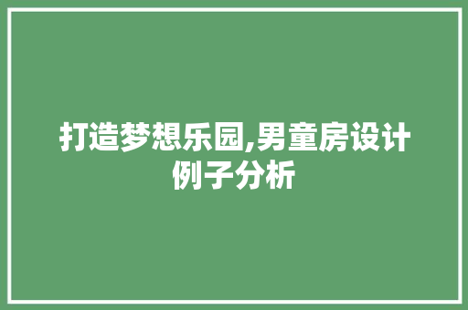 打造梦想乐园,男童房设计例子分析