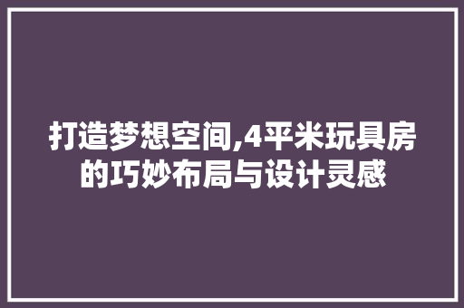 打造梦想空间,4平米玩具房的巧妙布局与设计灵感