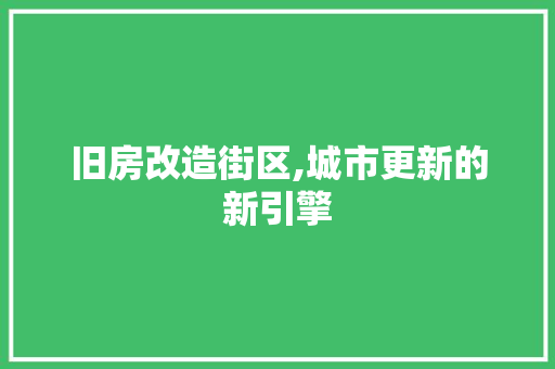 旧房改造街区,城市更新的新引擎