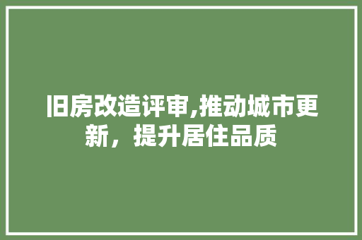 旧房改造评审,推动城市更新，提升居住品质