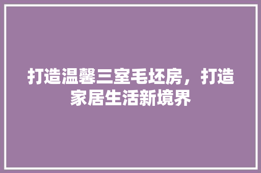 打造温馨三室毛坯房，打造家居生活新境界