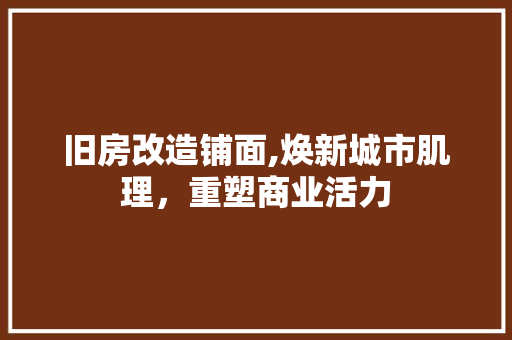 旧房改造铺面,焕新城市肌理，重塑商业活力