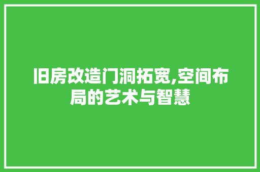 旧房改造门洞拓宽,空间布局的艺术与智慧