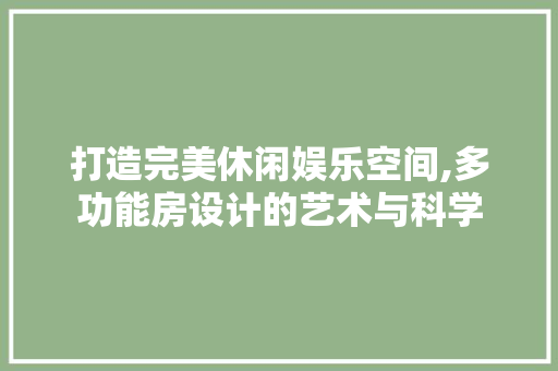 打造完美休闲娱乐空间,多功能房设计的艺术与科学