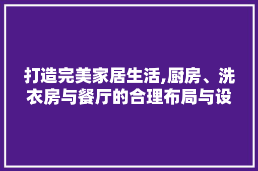 打造完美家居生活,厨房、洗衣房与餐厅的合理布局与设计