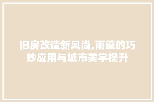 旧房改造新风尚,雨蓬的巧妙应用与城市美学提升