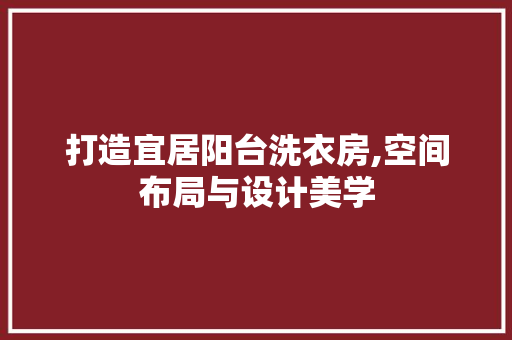 打造宜居阳台洗衣房,空间布局与设计美学