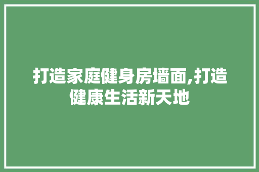 打造家庭健身房墙面,打造健康生活新天地