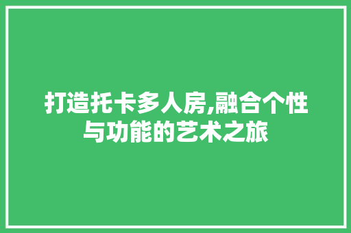 打造托卡多人房,融合个性与功能的艺术之旅