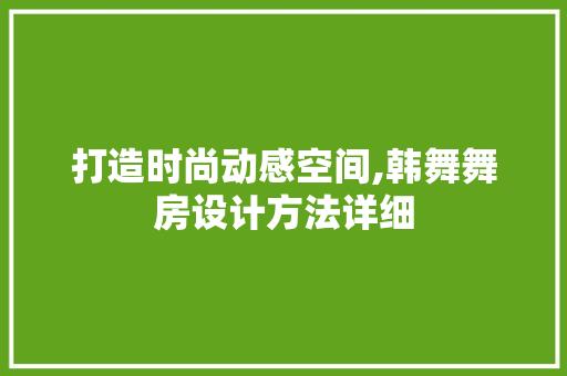打造时尚动感空间,韩舞舞房设计方法详细