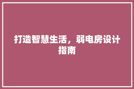打造智慧生活，弱电房设计指南