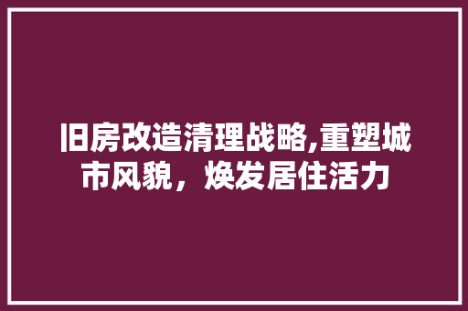 旧房改造清理战略,重塑城市风貌，焕发居住活力