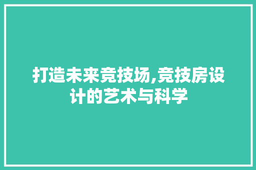 打造未来竞技场,竞技房设计的艺术与科学