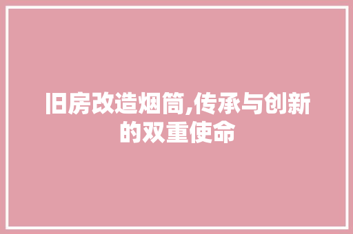 旧房改造烟筒,传承与创新的双重使命