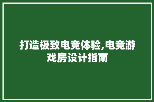 打造极致电竞体验,电竞游戏房设计指南