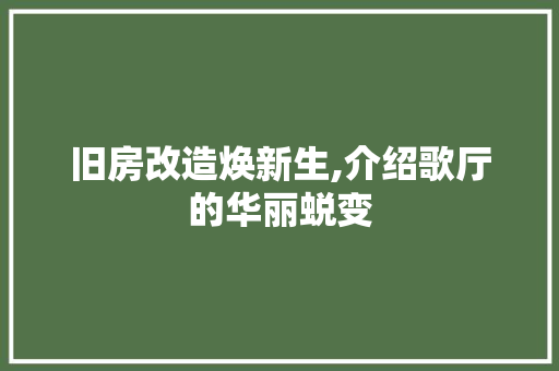旧房改造焕新生,介绍歌厅的华丽蜕变