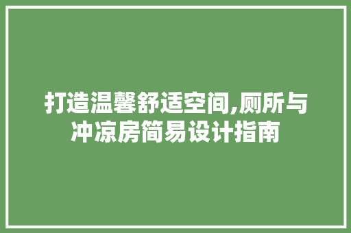 打造温馨舒适空间,厕所与冲凉房简易设计指南
