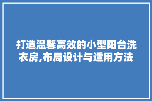 打造温馨高效的小型阳台洗衣房,布局设计与适用方法
