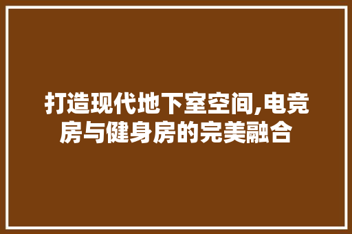 打造现代地下室空间,电竞房与健身房的完美融合