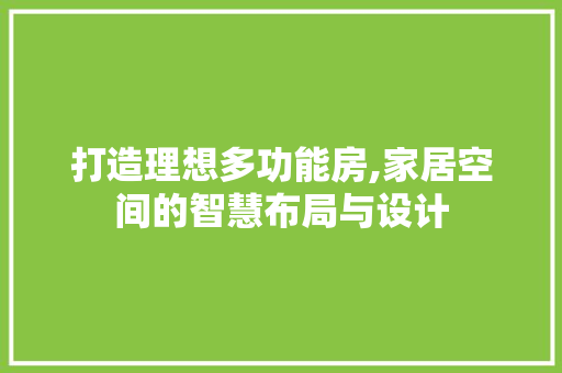 打造理想多功能房,家居空间的智慧布局与设计