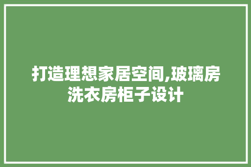 打造理想家居空间,玻璃房洗衣房柜子设计