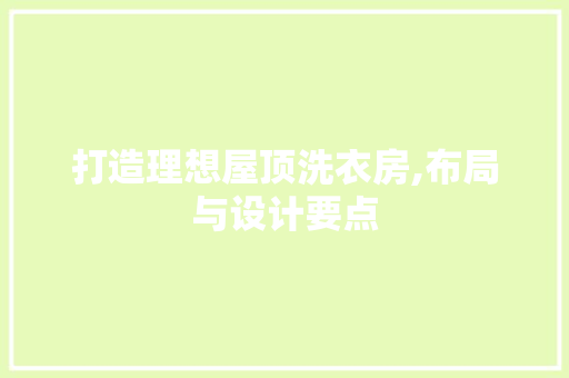 打造理想屋顶洗衣房,布局与设计要点