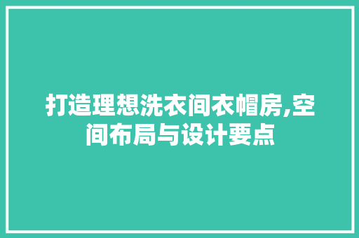 打造理想洗衣间衣帽房,空间布局与设计要点
