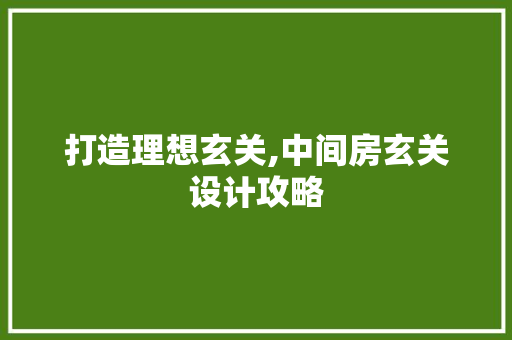 打造理想玄关,中间房玄关设计攻略