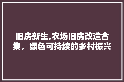 旧房新生,农场旧房改造合集，绿色可持续的乡村振兴之路