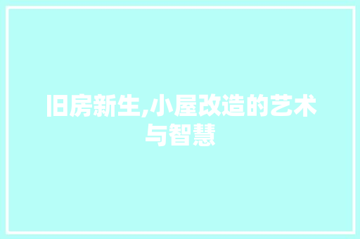 旧房新生,小屋改造的艺术与智慧