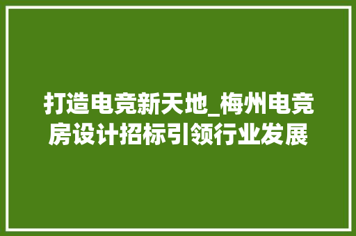 打造电竞新天地_梅州电竞房设计招标引领行业发展