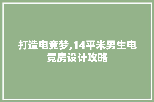 打造电竞梦,14平米男生电竞房设计攻略