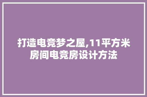 打造电竞梦之屋,11平方米房间电竞房设计方法