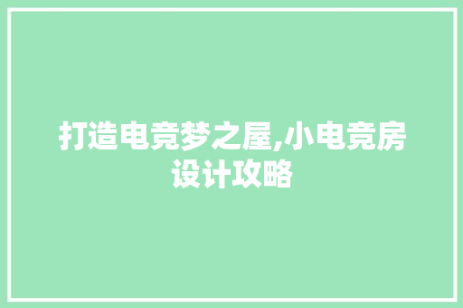 打造电竞梦之屋,小电竞房设计攻略