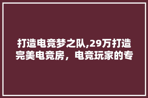 打造电竞梦之队,29万打造完美电竞房，电竞玩家的专属空间