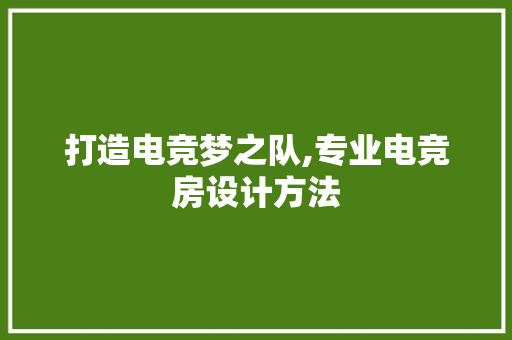 打造电竞梦之队,专业电竞房设计方法