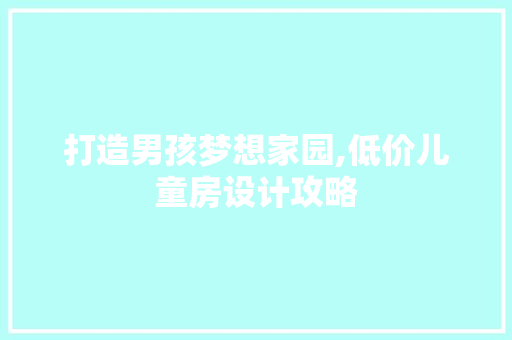 打造男孩梦想家园,低价儿童房设计攻略