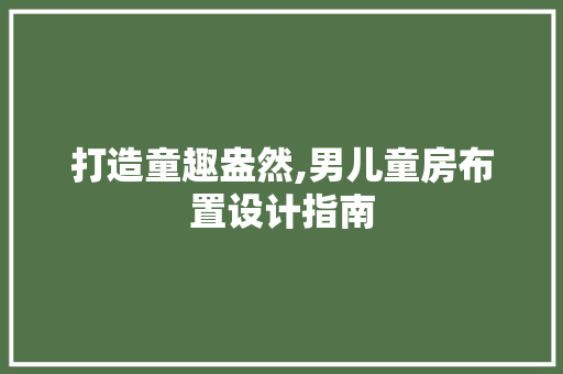 打造童趣盎然,男儿童房布置设计指南
