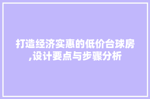 打造经济实惠的低价台球房,设计要点与步骤分析