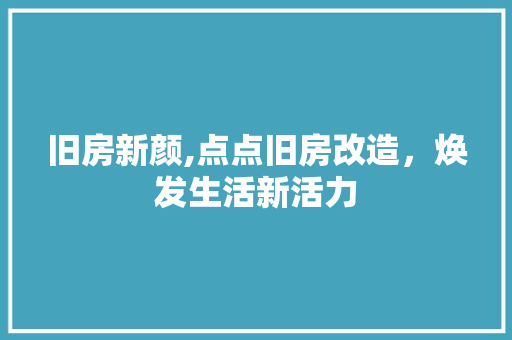 旧房新颜,点点旧房改造，焕发生活新活力